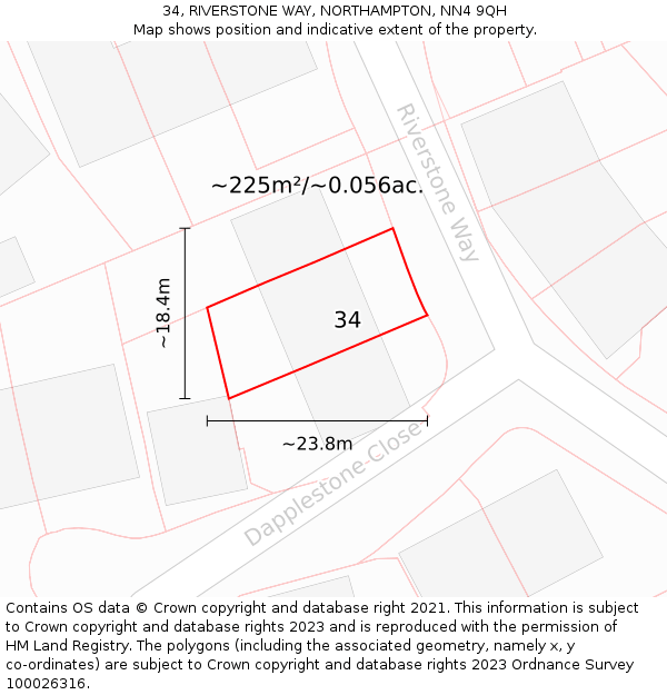 34, RIVERSTONE WAY, NORTHAMPTON, NN4 9QH: Plot and title map