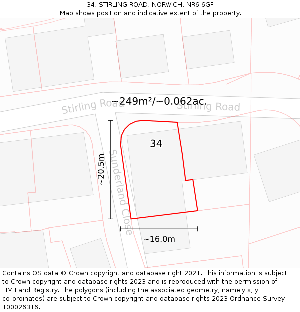 34, STIRLING ROAD, NORWICH, NR6 6GF: Plot and title map