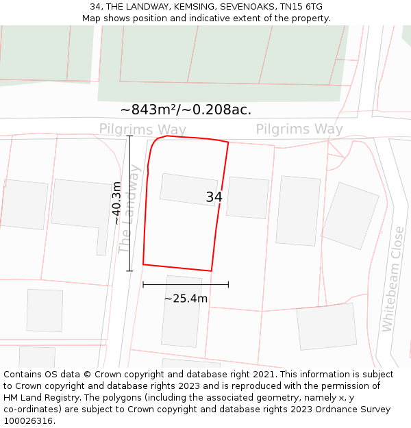 34, THE LANDWAY, KEMSING, SEVENOAKS, TN15 6TG: Plot and title map
