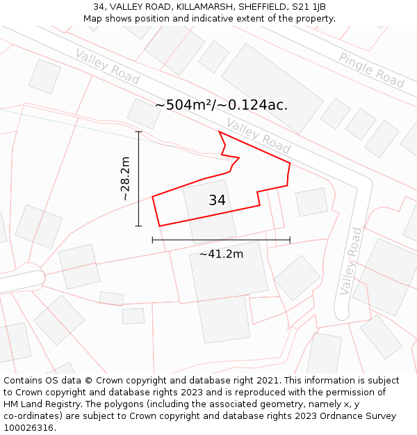34, VALLEY ROAD, KILLAMARSH, SHEFFIELD, S21 1JB: Plot and title map