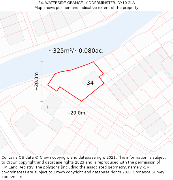 34, WATERSIDE GRANGE, KIDDERMINSTER, DY10 2LA: Plot and title map