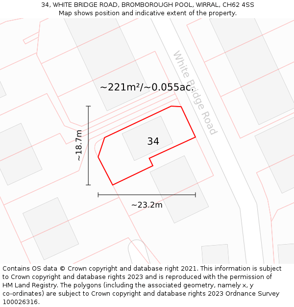34, WHITE BRIDGE ROAD, BROMBOROUGH POOL, WIRRAL, CH62 4SS: Plot and title map