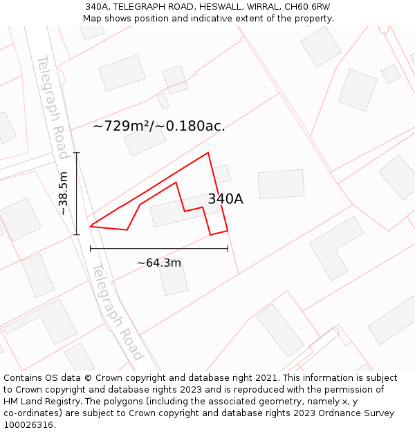 340A, TELEGRAPH ROAD, HESWALL, WIRRAL, CH60 6RW: Plot and title map