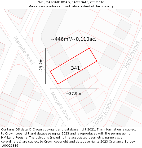 341, MARGATE ROAD, RAMSGATE, CT12 6TQ: Plot and title map