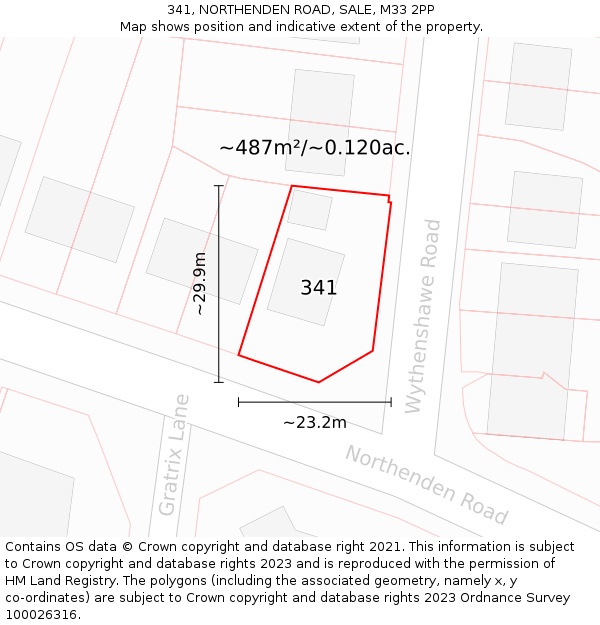 341, NORTHENDEN ROAD, SALE, M33 2PP: Plot and title map