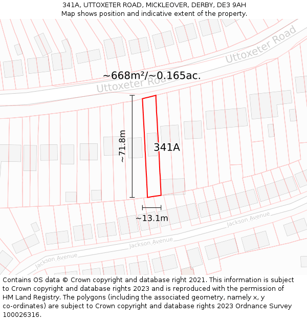 341A, UTTOXETER ROAD, MICKLEOVER, DERBY, DE3 9AH: Plot and title map