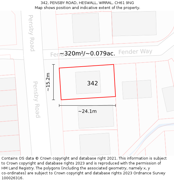 342, PENSBY ROAD, HESWALL, WIRRAL, CH61 9NG: Plot and title map
