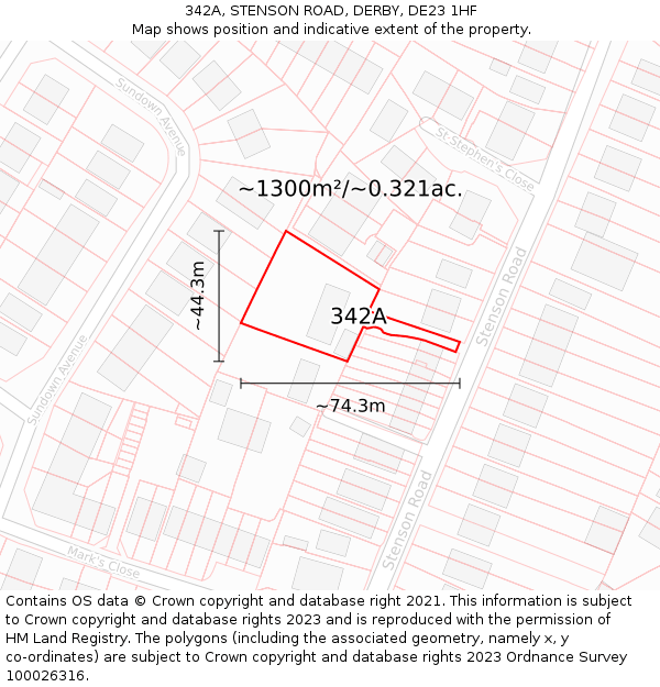 342A, STENSON ROAD, DERBY, DE23 1HF: Plot and title map