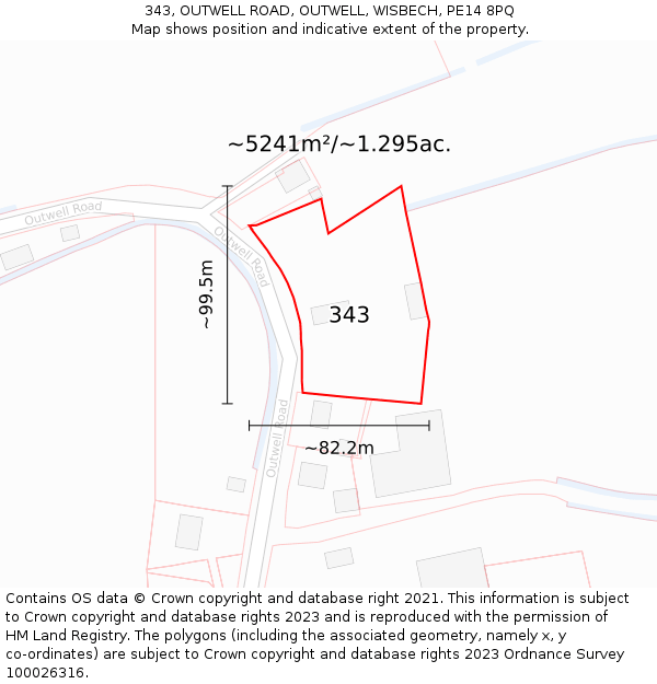 343, OUTWELL ROAD, OUTWELL, WISBECH, PE14 8PQ: Plot and title map