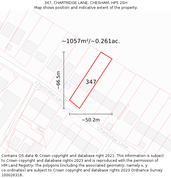 347, CHARTRIDGE LANE, CHESHAM, HP5 2SH: Plot and title map