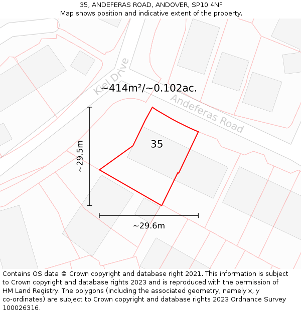 35, ANDEFERAS ROAD, ANDOVER, SP10 4NF: Plot and title map