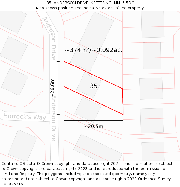 35, ANDERSON DRIVE, KETTERING, NN15 5DG: Plot and title map