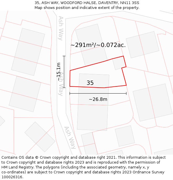35, ASH WAY, WOODFORD HALSE, DAVENTRY, NN11 3SS: Plot and title map