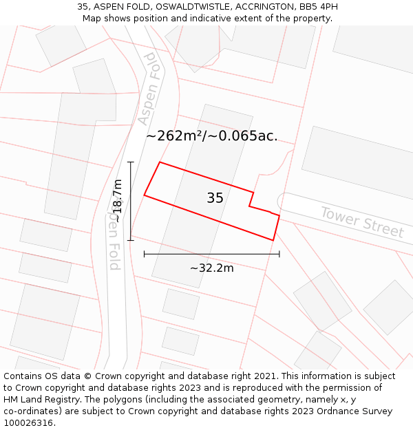 35, ASPEN FOLD, OSWALDTWISTLE, ACCRINGTON, BB5 4PH: Plot and title map