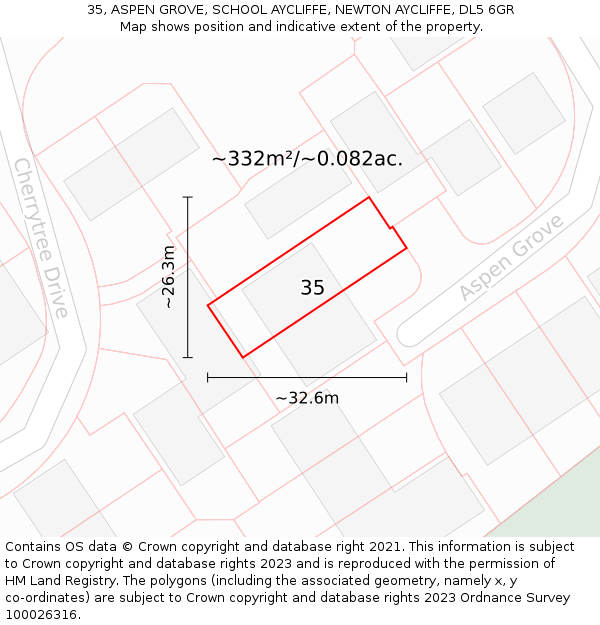 35, ASPEN GROVE, SCHOOL AYCLIFFE, NEWTON AYCLIFFE, DL5 6GR: Plot and title map