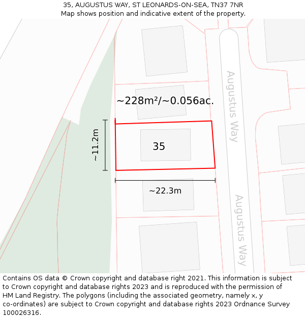 35, AUGUSTUS WAY, ST LEONARDS-ON-SEA, TN37 7NR: Plot and title map