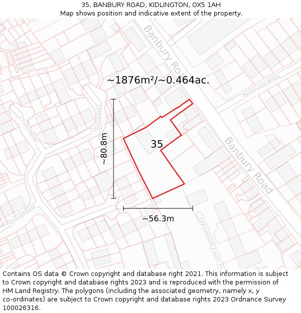 35, BANBURY ROAD, KIDLINGTON, OX5 1AH: Plot and title map