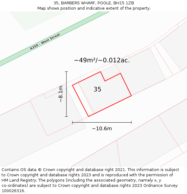 35, BARBERS WHARF, POOLE, BH15 1ZB: Plot and title map