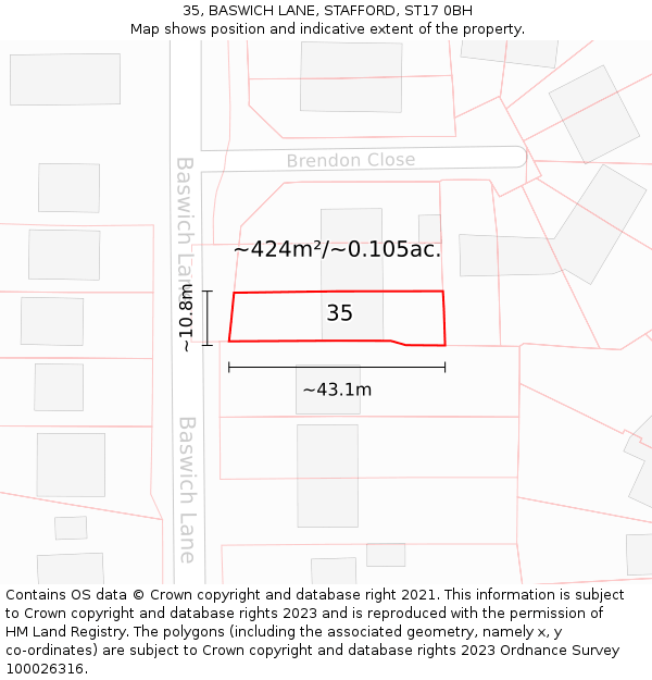 35, BASWICH LANE, STAFFORD, ST17 0BH: Plot and title map