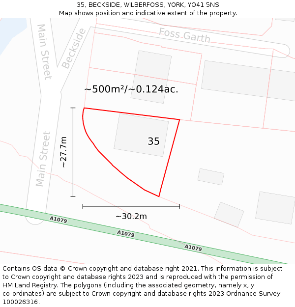 35, BECKSIDE, WILBERFOSS, YORK, YO41 5NS: Plot and title map
