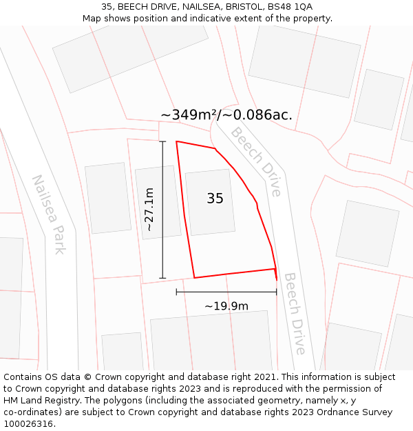 35, BEECH DRIVE, NAILSEA, BRISTOL, BS48 1QA: Plot and title map