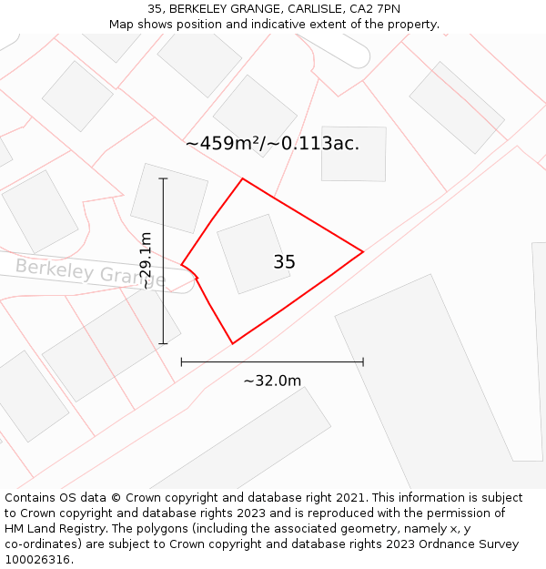 35, BERKELEY GRANGE, CARLISLE, CA2 7PN: Plot and title map