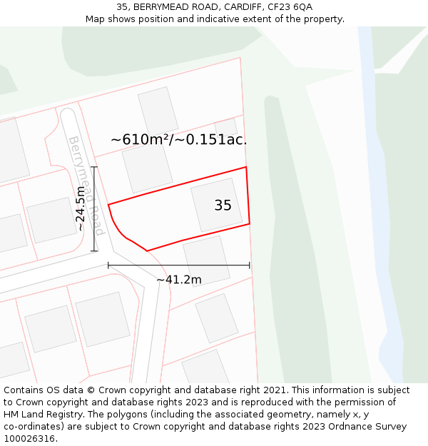 35, BERRYMEAD ROAD, CARDIFF, CF23 6QA: Plot and title map
