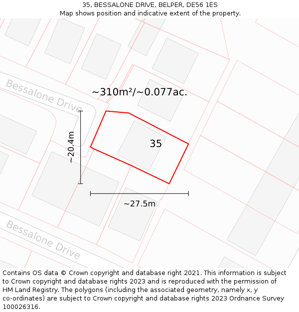 35, BESSALONE DRIVE, BELPER, DE56 1ES: Plot and title map
