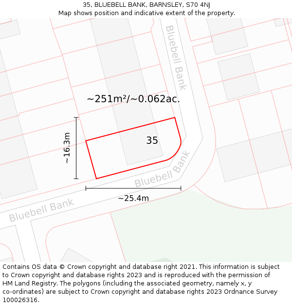 35, BLUEBELL BANK, BARNSLEY, S70 4NJ: Plot and title map