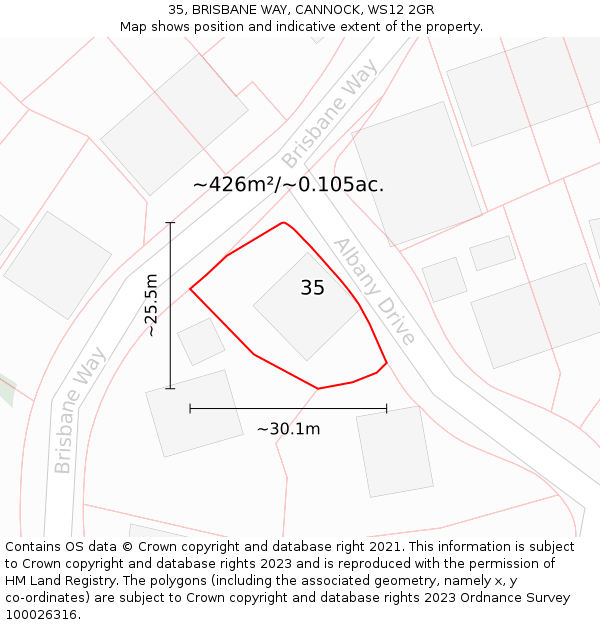 35, BRISBANE WAY, CANNOCK, WS12 2GR: Plot and title map