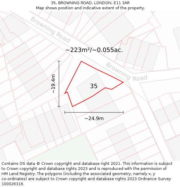 35, BROWNING ROAD, LONDON, E11 3AR: Plot and title map