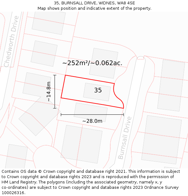 35, BURNSALL DRIVE, WIDNES, WA8 4SE: Plot and title map