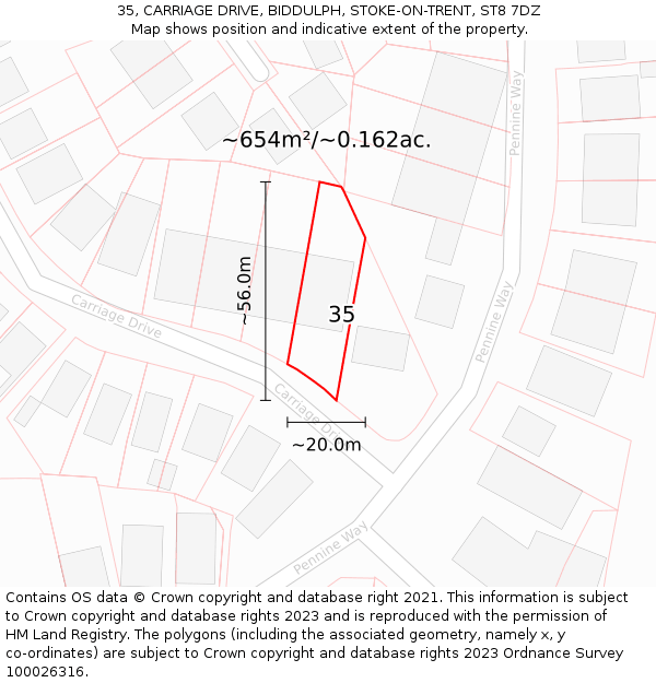 35, CARRIAGE DRIVE, BIDDULPH, STOKE-ON-TRENT, ST8 7DZ: Plot and title map