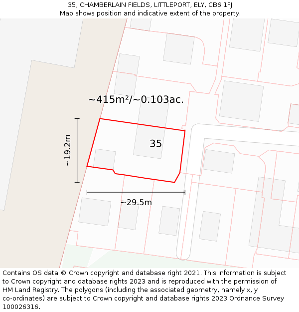 35, CHAMBERLAIN FIELDS, LITTLEPORT, ELY, CB6 1FJ: Plot and title map