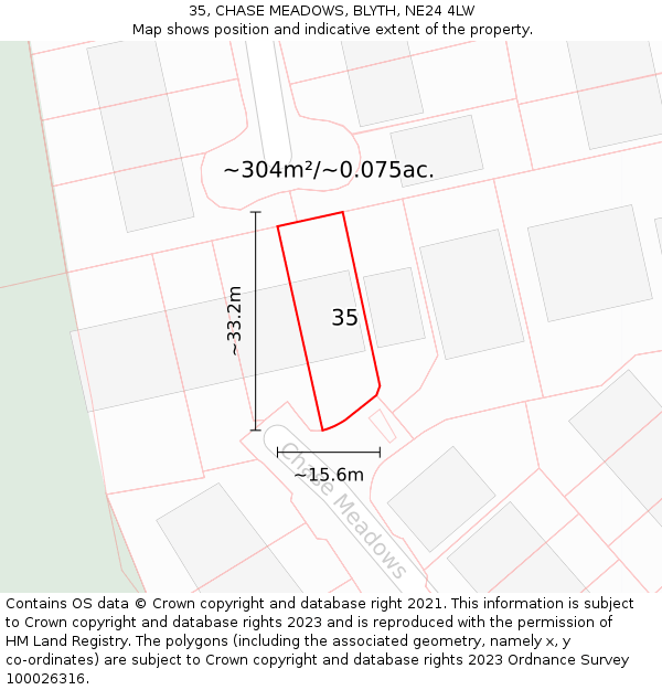 35, CHASE MEADOWS, BLYTH, NE24 4LW: Plot and title map