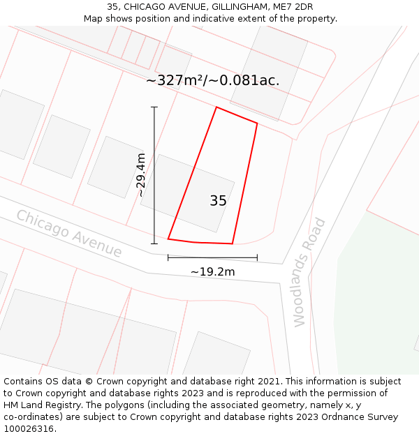 35, CHICAGO AVENUE, GILLINGHAM, ME7 2DR: Plot and title map