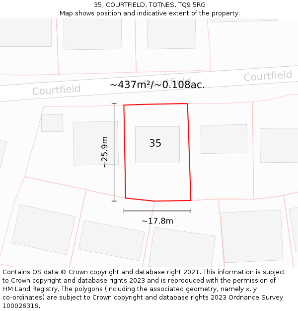 35, COURTFIELD, TOTNES, TQ9 5RG: Plot and title map