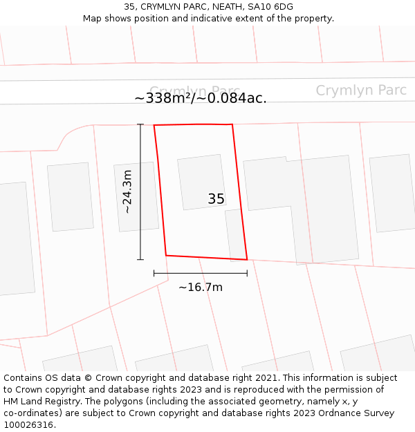 35, CRYMLYN PARC, NEATH, SA10 6DG: Plot and title map