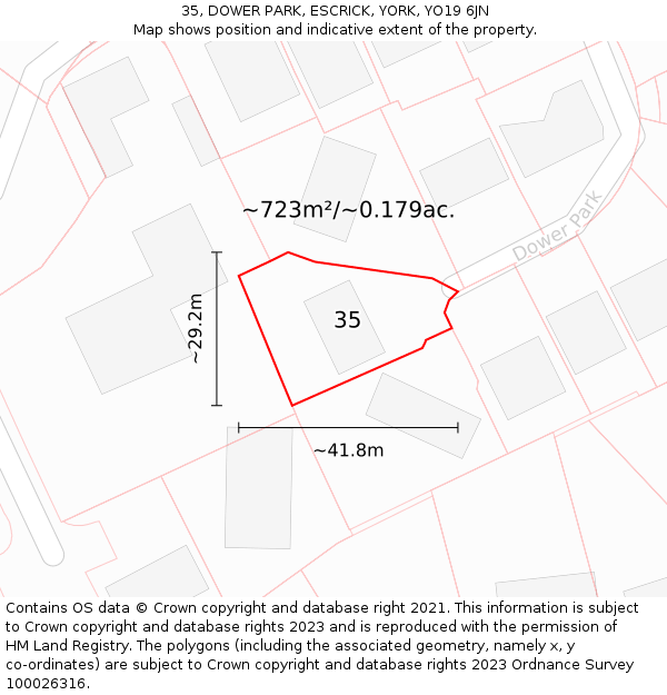 35, DOWER PARK, ESCRICK, YORK, YO19 6JN: Plot and title map
