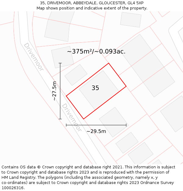 35, DRIVEMOOR, ABBEYDALE, GLOUCESTER, GL4 5XP: Plot and title map