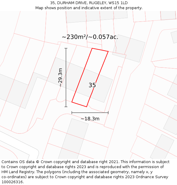 35, DURHAM DRIVE, RUGELEY, WS15 1LD: Plot and title map