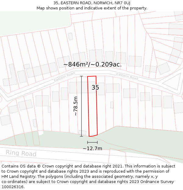 35, EASTERN ROAD, NORWICH, NR7 0UJ: Plot and title map