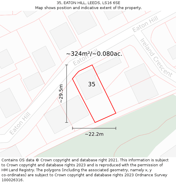 35, EATON HILL, LEEDS, LS16 6SE: Plot and title map