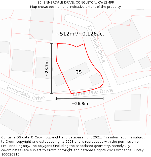35, ENNERDALE DRIVE, CONGLETON, CW12 4FR: Plot and title map