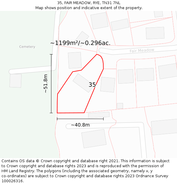 35, FAIR MEADOW, RYE, TN31 7NL: Plot and title map
