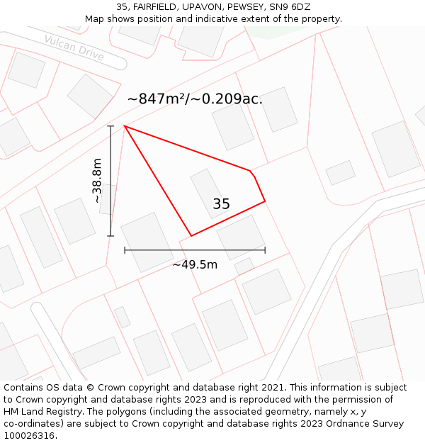 35, FAIRFIELD, UPAVON, PEWSEY, SN9 6DZ: Plot and title map