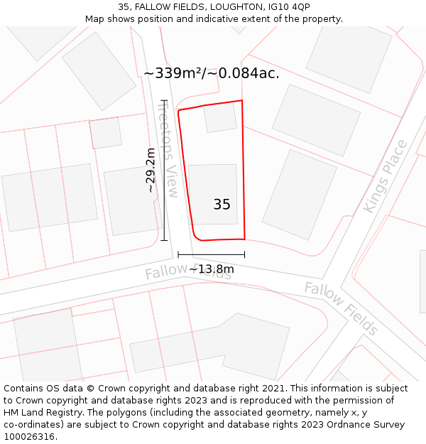 35, FALLOW FIELDS, LOUGHTON, IG10 4QP: Plot and title map