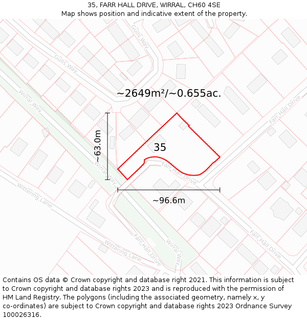 35, FARR HALL DRIVE, WIRRAL, CH60 4SE: Plot and title map