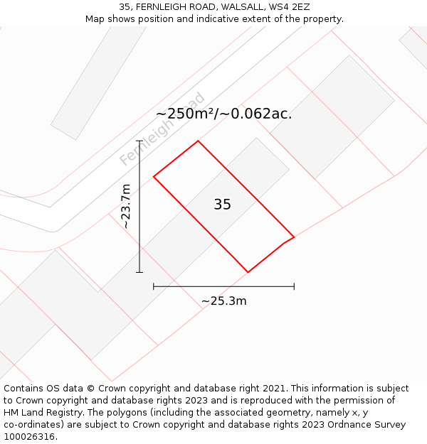 35, FERNLEIGH ROAD, WALSALL, WS4 2EZ: Plot and title map