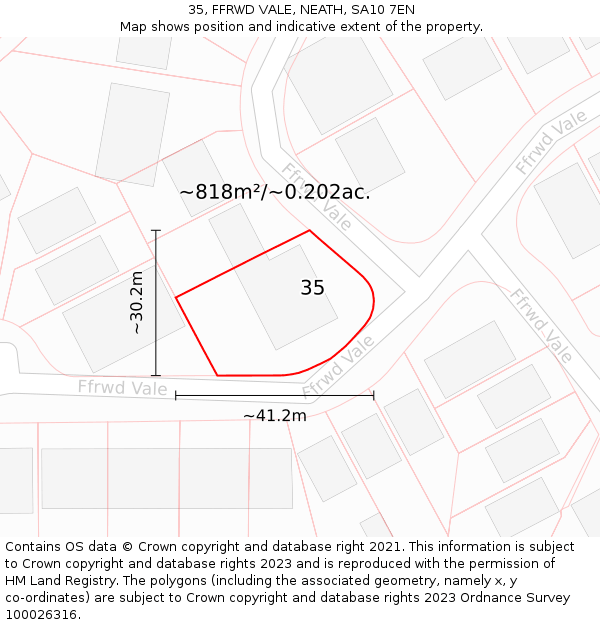 35, FFRWD VALE, NEATH, SA10 7EN: Plot and title map